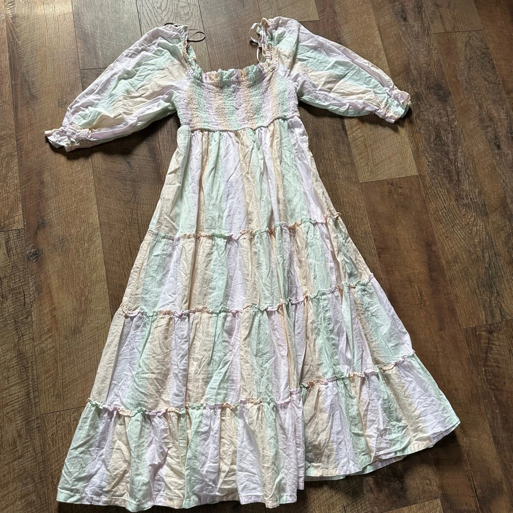Women's Crown & Ivy XS Pastel Multi Striped Maxi Dress